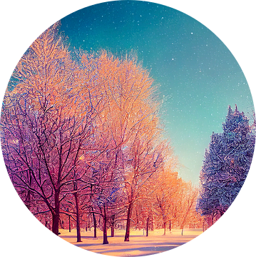 Magisch de Winterlandschap met Bomen en Sneeuw Illustratie van Animaflora PicsStock