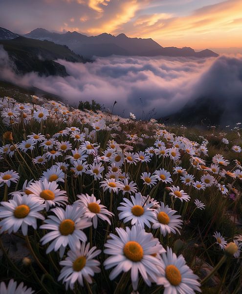 Magisch licht kust bloemen van fernlichtsicht