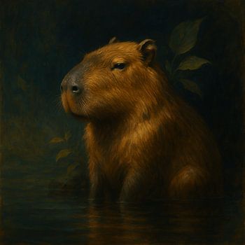 Stille reflectie van een capibara