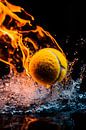 Burning tennis ball in the water by Poster Art Shop thumbnail