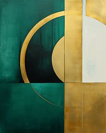 Modern en abstract in groen en goud van Studio Allee