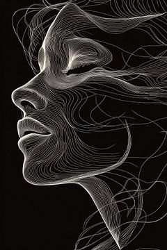 Minimalistisch zwart-wit portret vrouw van Imperial Art House