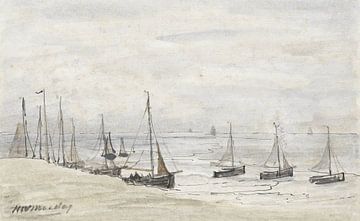 Visserspinken op het strand, Hendrik Willem Mesdag
