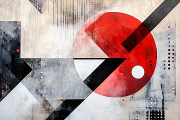 Geometric play in red and black by Poster Art Shop