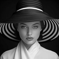 Portrait of a lady with hat in black and white