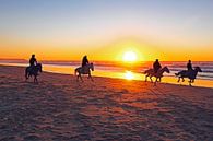 Horse riding on the beach at sunset van Eye on You thumbnail