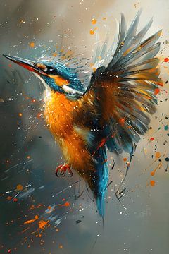 Ijsvogel Schilderij | Ijsvogel Kunst | Schilderij Vogel van AiArtLand