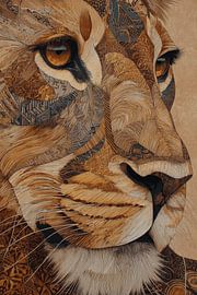 Löwin Mosaik der Stärke in Erdtönen von Eva Lee