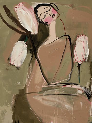 Modern en abstract portret in aardetinten