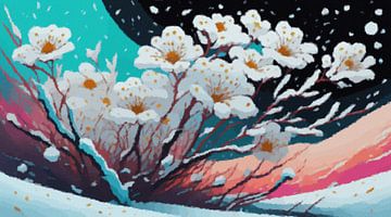 Buntes Landschaftsbild mit Blumen von Gabriella David