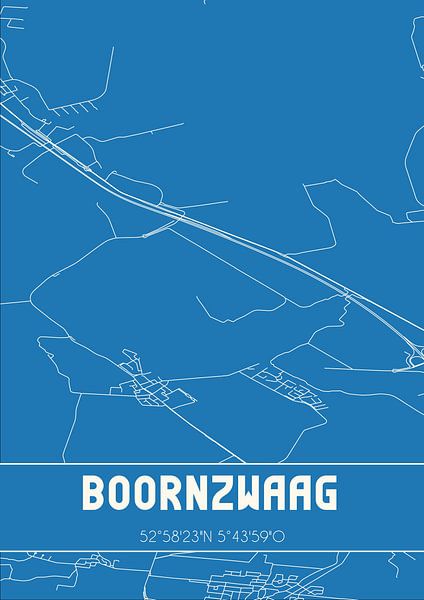 Blaupause | Karte | Boornzwaag (Fryslan) von Ortsdrucke