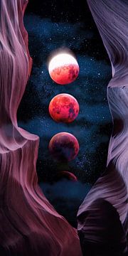 Grand Canyon with Space & Bloody Moon - Collage V - Panoramic by ArtDesignWorks