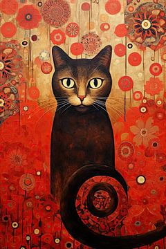 Abstract portret van een kat van Bert Nijholt