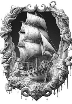 Weißes Marmor-Segelschiff von Sergej Gello