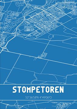 Blauwdruk | Landkaart | Stompetoren (Noord-Holland) van MijnStadsPoster