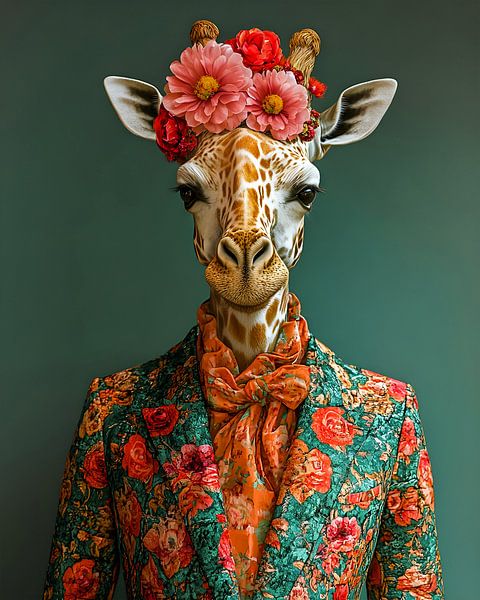 Chic giraffe portrait by But First Framing