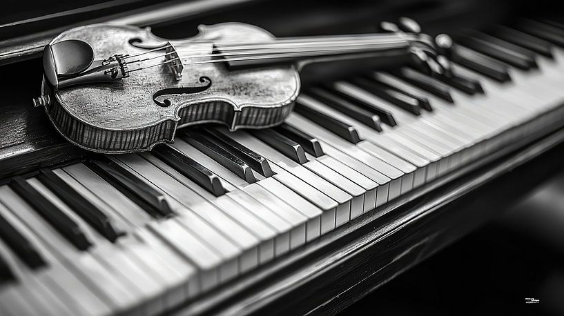 Musikinstrument in Schwarz und Weiß von Gelissen Artworks