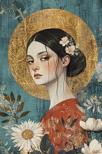 Elegante vrouw met bloemen