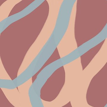 Kleurrijke en speelse moderne abstracte lijnen in roze en geel van Dina Dankers