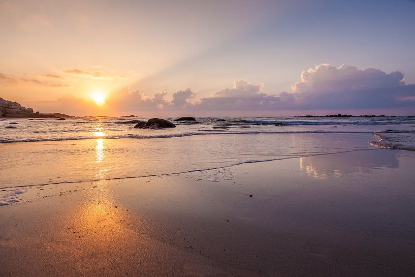 Sunset on the beach of Kerfissien, Brittany by Christian Müringer