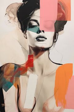Kleurrijk abstract portret van Carla Van Iersel