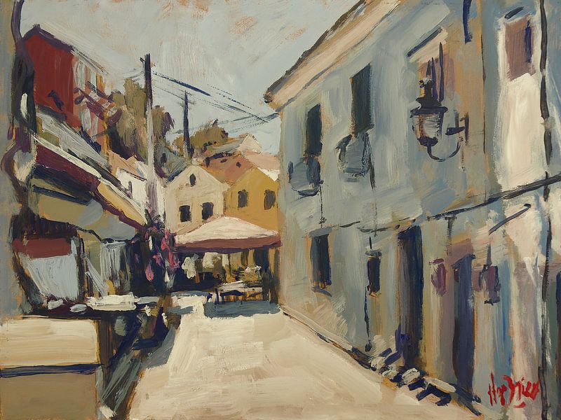 Narrow street along taverna O'Gios, Loggos by Nop Briex