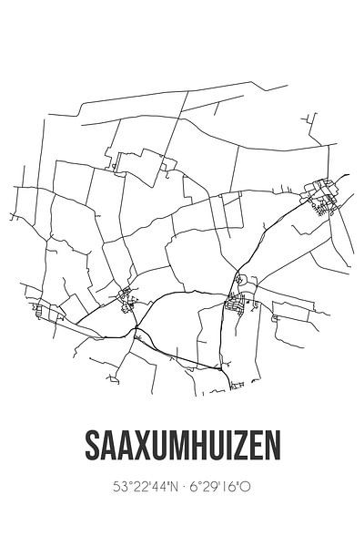 Saaxumhuizen (Groningen) | Map | Black and White by Prints of Place
