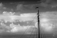 Minimalisme, de mast van een zeilschip in zwart wit van Margreet van Tricht thumbnail