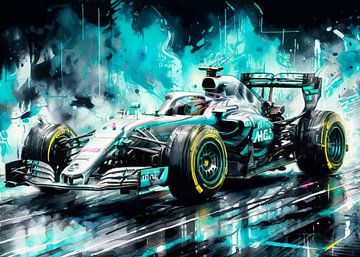 Mercedes AMG Formula One Watercolor by MIROKKU