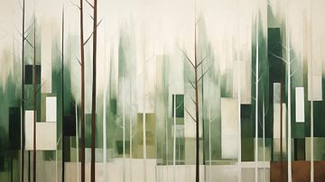 Abstract forest landscape in geometric shapes by Black Coffee