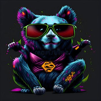 Cyber panda wearing glasses