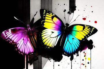 Farbenfroher Tanz: Ein bunter Schmetterling in voller Pracht von ButterflyPix