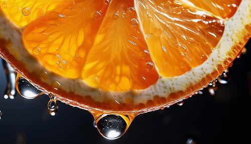 Detailed close-up of a fresh orange slice