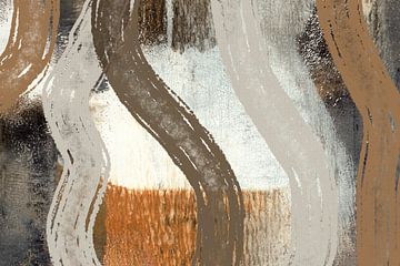 Japandi. Abstracte structuur in roest en wit van Dina Dankers