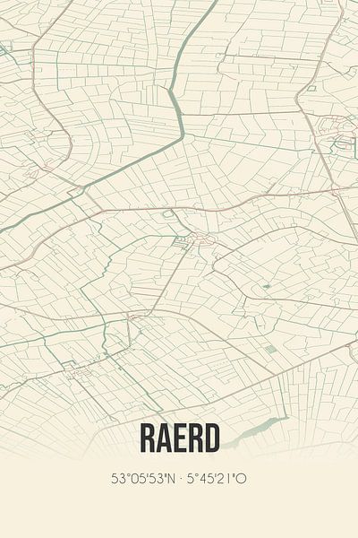 Vintage map of Raerd (Fryslan) by Prints of Place