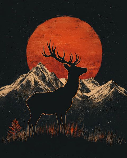 Silhouette de cerf majestueux par Jordan