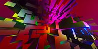 Dynamische 3D digitale pixel blokken invasie kunstwerk van Pat Bloom - Moderne 3D, abstracte kubistische en futurisme kunst thumbnail