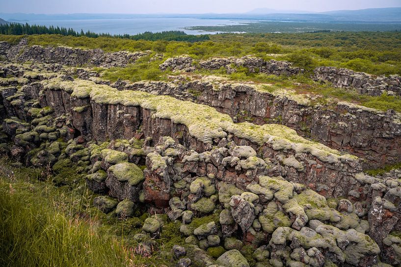 Thingvellir nationaal park IJsland - noord-amerikaans - europees breukvlak van Thilo Wagner