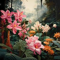 Tropical flowers in jungle