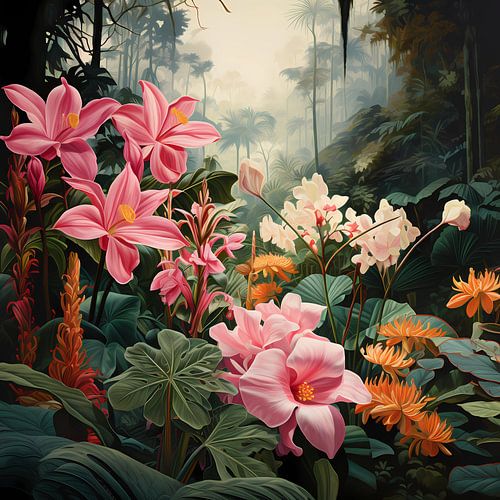 Tropische bloemen in jungle