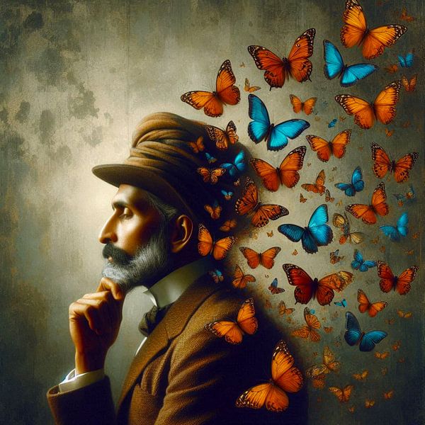 homme avec papillons par Bernhard Karssies