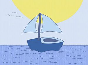 Le voilier navigue en mer avec un beau soleil sur Kaatje&Mup