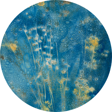 Natte abstracte cyanotypie van gedroogd vlas van Retrotimes