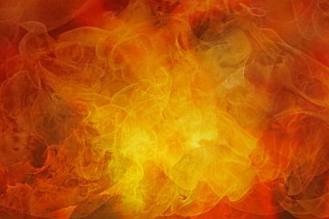 Natuurelement Vuur, abstracte achtergrondtextuur in geel, oranje en rood, voor thema's als klimaatop van Maren Winter
