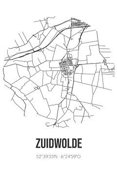 Zuidwolde (Drenthe) | Landkaart | Zwart-wit van MijnStadsPoster