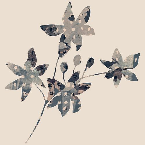 Wabi-sabi bloemen. Moderne grafische collage.  Bloemen II.