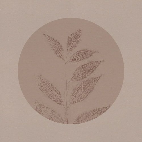 Japandi botanisch in neutraal beige en bruin. Blad.