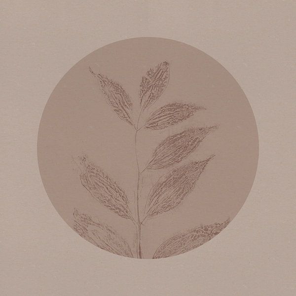 Botanique japonaise dans les tons neutres de beige et de brun. Feuille. par Dina Dankers