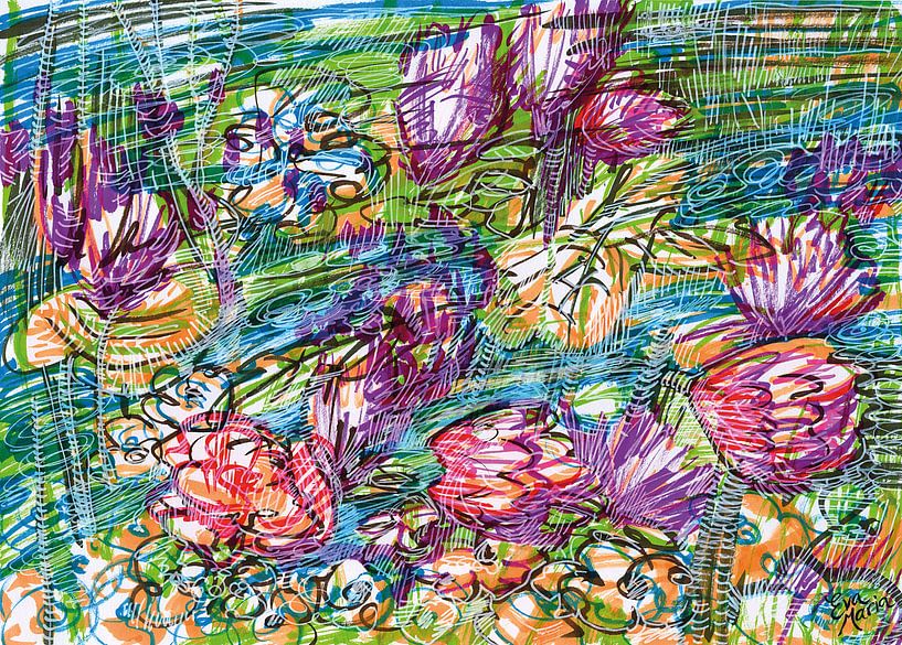 Rivier met bloemen van ART Eva Maria