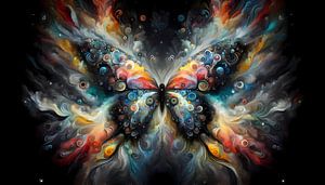 Papillon multicolore dans un jeu de couleurs